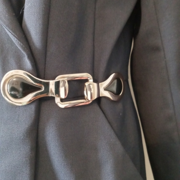 GBL Navy Gold Chain Belt Structured Blazer Dress Size 10 - Picture 5 of 10